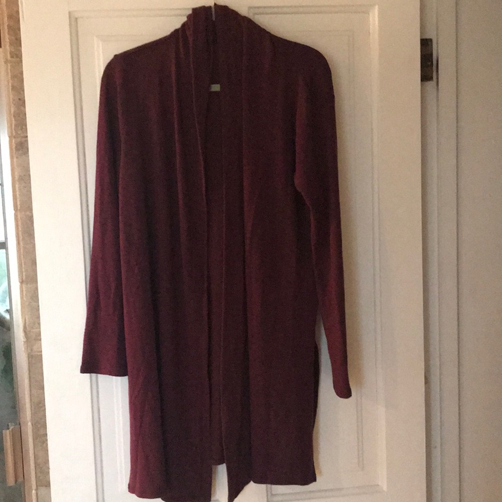 Plum colored light weight duster cardigan